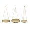 Set of 3 Primitive Country Wooden Disc and Jute Rope Hanging Plant Stands